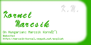 kornel marcsik business card